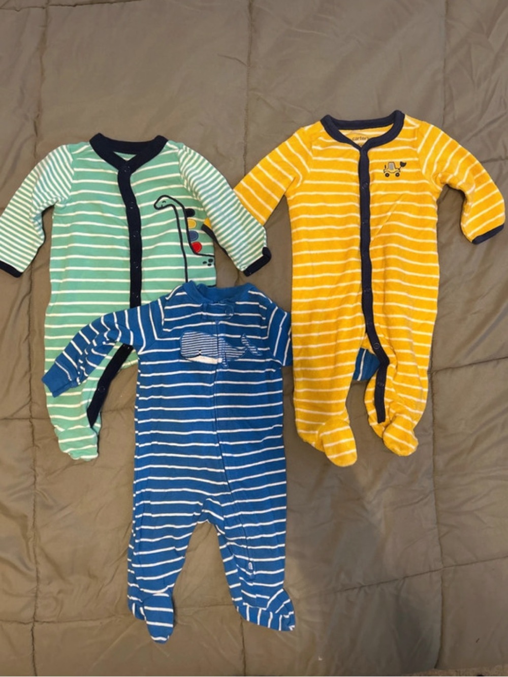 3 Pack - Carter's Striped Baby Footed One-Piece Pajamas